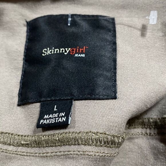 Skinny Girl Womens Camo Military Jacket Button Raw Edge Stretch Green Large - Picture 11 of 14